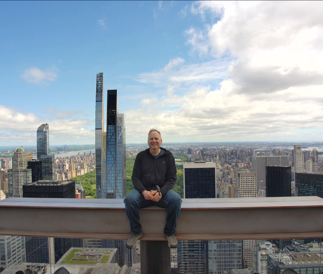 Paul Gustavson overlooking New York City