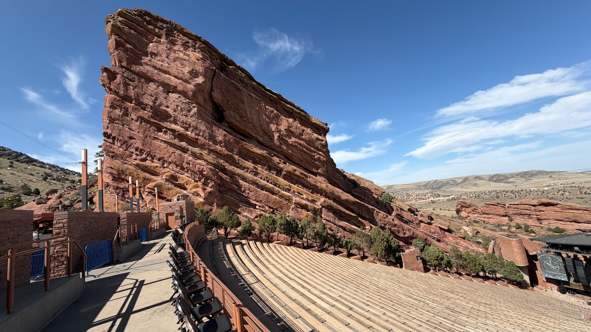 Red Rocks Amphitheatre beneath a clear Colorado sky